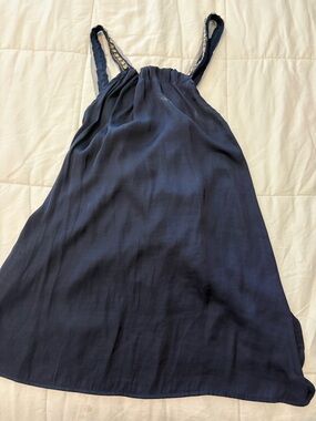 Anthropologie Navy Sleeveless Dress with Gold Trim